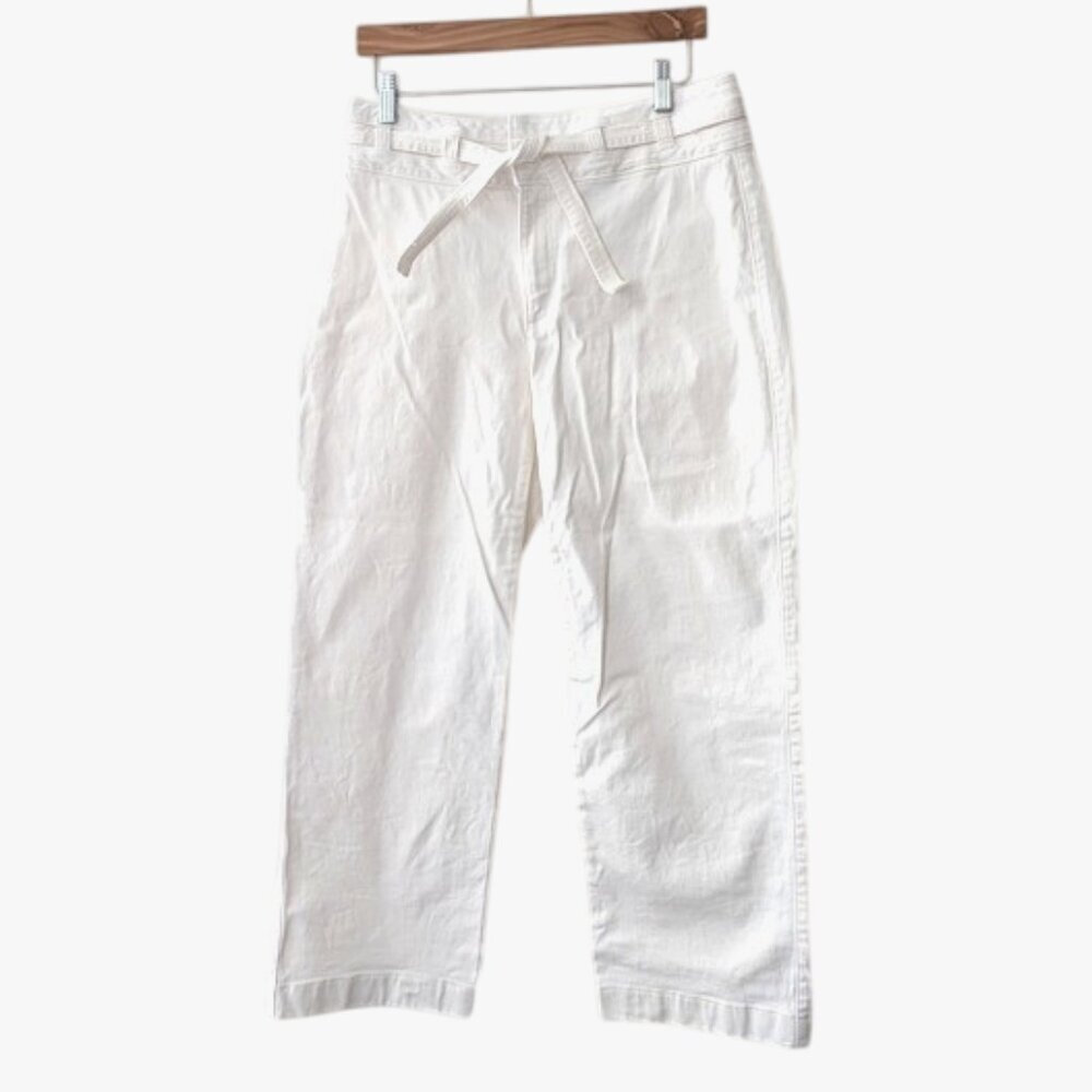 Like New Tommy Hilfiger Belted High Rise Wide Leg Denim Jeans White Size 8